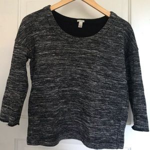 JCREW crop sweatshirt in black/marbled gray